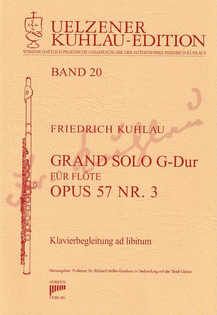 Syrinx Nr. 144 Friedrich Kuhlau Grand Solo G-Dur Op.57 Nr. 3 Flöte solo / Klavier ad libitum
